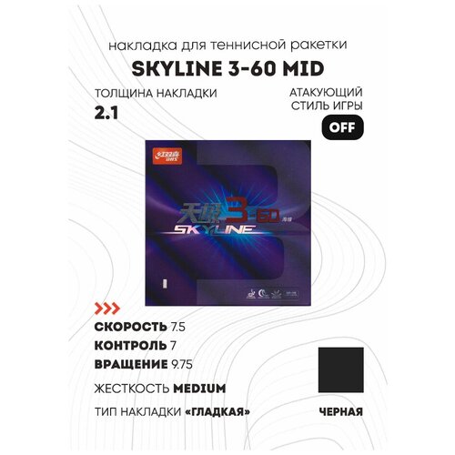 фото Накладка dhs skyline 3-60 mid цвет черный, толщина 2.1