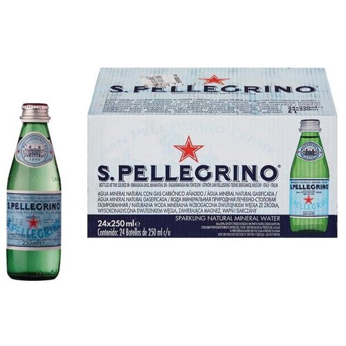 Минеральная вода S. Pellegrino газированная, стекло, без вкуса, 24 шт. по 0.25 л