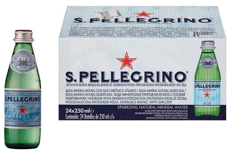 Минеральная вода S. Pellegrino газированная стекло