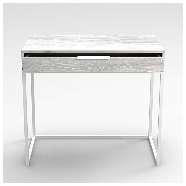 Столик туалетный, стол письменный с ящиком Сканди Make Mebel 90*45*78 см Белый бетон пайн - фотография № 4