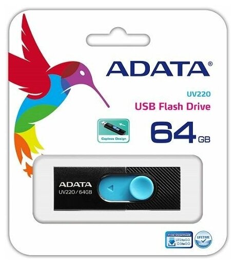 Флешка A-Data UV220 32ГБ USB2.0 черный/синий (AUV220-32G-RBKBL) - фото №3