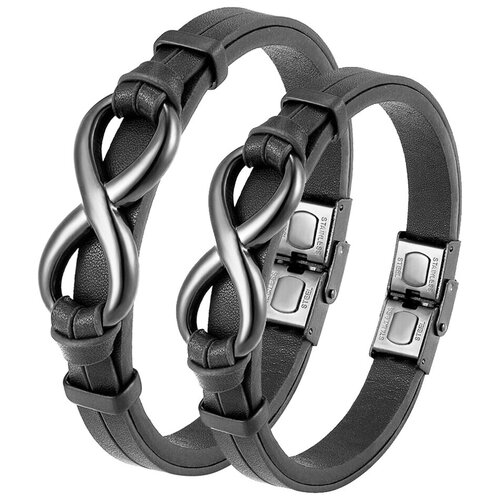 Комплект браслетов, 2 шт., черный браслет из нержавеющей стали с именем бесконечности персонализированный регулируемый браслет с символом бесконечности с именем для пары