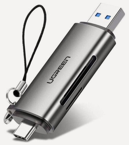 Изображение товара Картридер Ugreen USB-C/USB-A для карт памяти TF/SD, серый(50706)