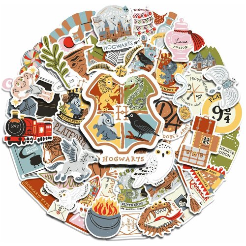Стикеры самоклеящиеся, водонепроницаемые декоративные наклейки Гарри Поттер 50 шт.