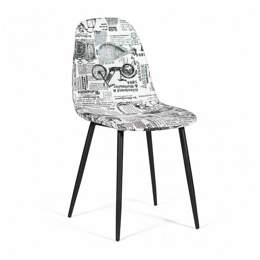 Стул TetChair ALLEN ( mod. DС409 ) / 1 шт. в упаковке, металл/ткань, 42 х 54 х 82 х 46 см, черно-белый принт "Ретро"/черные