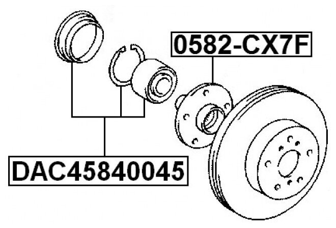 FEBEST DAC45840045 Подшипник ступичный передний ремкомплект 45X84X45