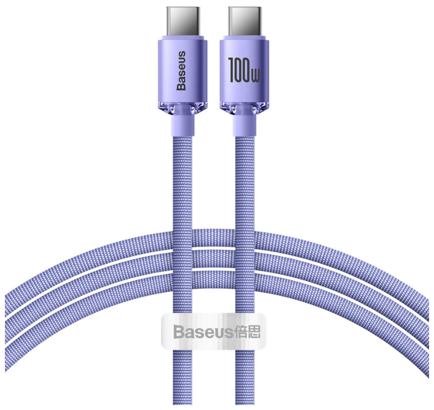 Кабель для передачи данных / быстрой зарядки / Baseus Crystal Shine Series Fast Charging Data Cable Type-C to Type-C 100W 1.2m Purple CAJY000605