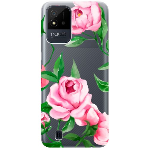 Силиконовый чехол на Realme narzo 50i, Рилми Нарзо 50и с 3D принтом Amazing Peonies прозрачный силиконовый чехол на realme 9 рилми 9 с 3d принтом amazing peonies прозрачный