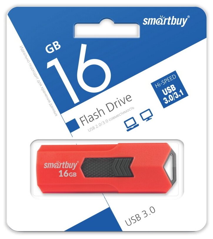 Флеш-накопитель USB 3.0/3.1 Gen1 Smartbuy 16GB STREAM Red (SB16GBST-R3)