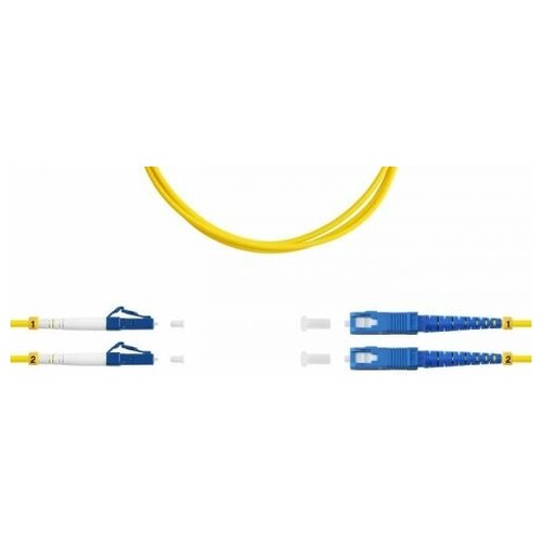 Патч-корд волоконно-оптический TELCORD ШОС-2x3.0-2LC/U-2SC/U-SM-0.5м-LSZH-YL duplex LC/UPC-SC/UPC, SM 9/125 (G652D), 3.0 мм, LSZH, 0.5м