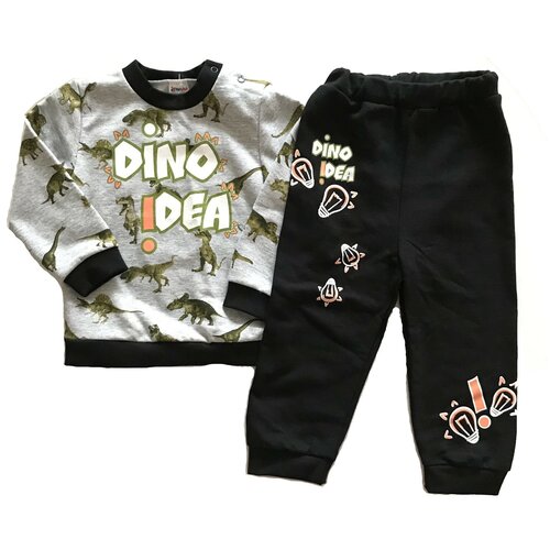 Комплект для мальчика: джемпер и штанишки Цвет черный/серый Размер 92-98 Футер двухнитка начес