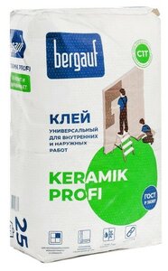 Фото Клей для плитки и керамогранита BERGAUF KERAMIK PROFI С1, 25кг