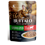 Влажный корм для кошек Mr.BUFFALO Adult Sterilized говядина в соусе (кусочки в соусе) - изображение
