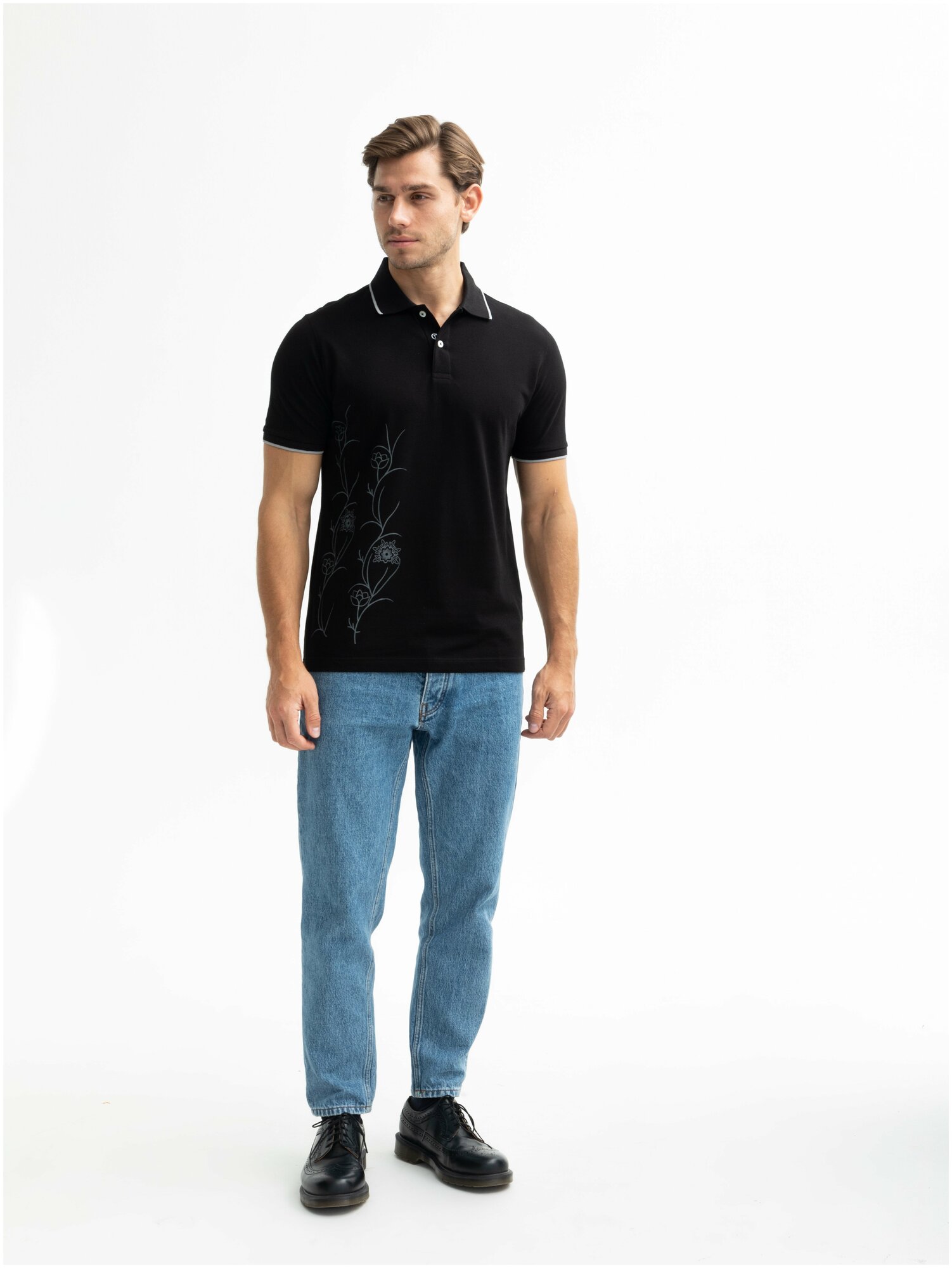 Мужская футболка-поло CaesarLeo COMFORT FIT Черная (XL) 