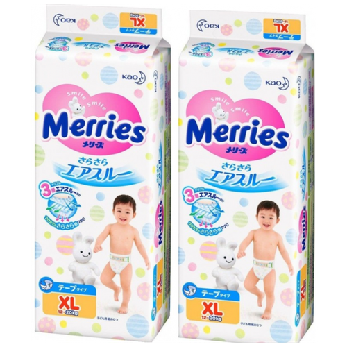 фото Merries подгузники xl (12-20 кг), 44 шт., 2 уп.