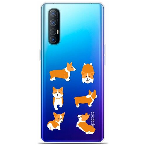 Силиконовый чехол на Oppo Reno3 Pro Ракурсы корги / для Оппо Рено 3 Про