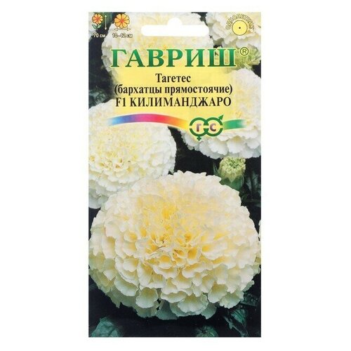 Семена цветов Гавриш Бархатцы прямые (Тагетес) Килиманджаро,0,05 г 5 упаковок