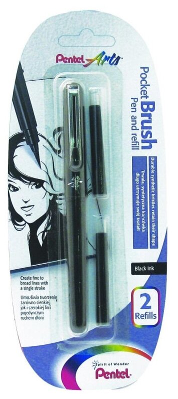 Ручка-кисть Pentel Brush Pen для каллиграфии +4 картр в наб. GFKP3-A