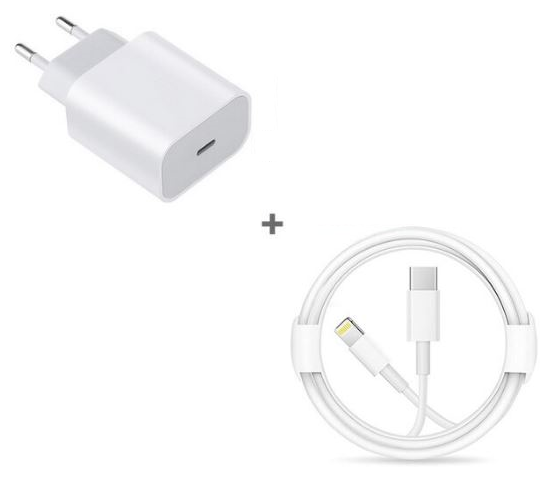Быстрая зарядка для айфона 20W / сетевой адаптер для apple iphone с кабелем type-c lightning 1 метр / мощность 20 ватт / OEM Version