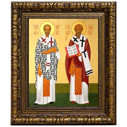 Икона Святителей Николая Чудотворца и Спиридона Тримифунтского на холсте
