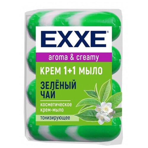 Крем-мыло Exxe 1+1, Зеленый чай, зеленое полосатое, 4 шт. по 90 г крем мыло exxe 1 1 зеленый чай зеленое полосатое 4 шт по 90 г комплект из 6 шт