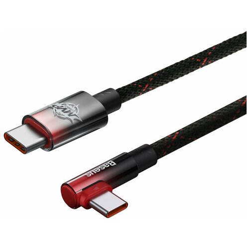 Кабель для игр Baseus MVP 2 Elbow-shaped Fast Charging Data Cable, Type-C to Type-C, 100 Вт, 2 м, Черный+Красный, CAVP000720 кабель для игр baseus mvp 2 elbow shaped fast charging data cable usb to type c 100 вт 2 м черный красный cavp000520