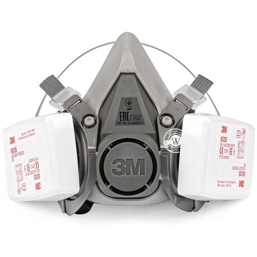 Комплект защиты от пыли 3M™ 6200 (полумаска 3М™ 6200, фильтры 6035) / средний размер M