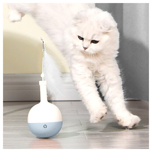 Интерактивная игрушка для кошек с кормушкой/электронная/развивающая (Серая) - фотография № 3