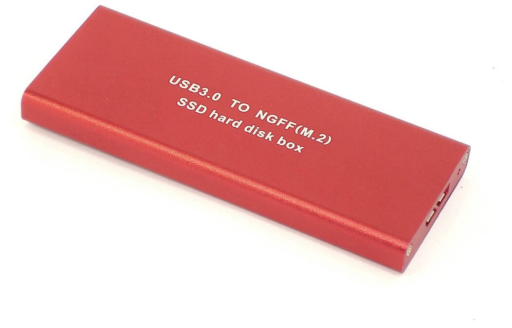 Бокс для SSD диска NGFF (M2) с выходом USB 3.0 алюминиевый, красный