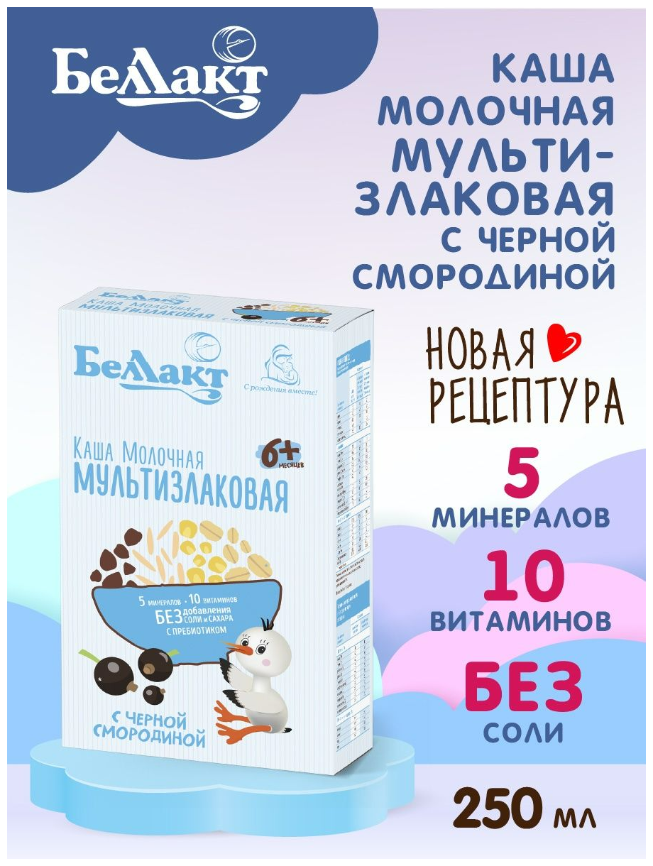 Каша зерно-молочная мультизлаковая с черной смородиной с пребиотиком Беллакт 250г - фото №3