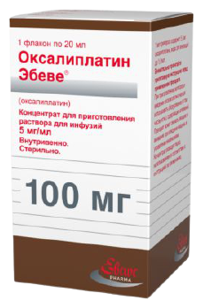 Оксалиплатин Эбеве конц. д/приг. р-ра д/инф. фл., 5 мг/мл, 20 мл, 1 шт.