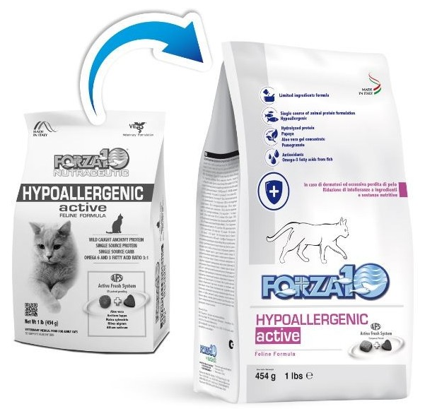 Forza10 Hypoallergenic Active сухой корм для взрослых кошек с проблемами пищевой непереносимости и аллергии с рыбой - 454 г - фотография № 2