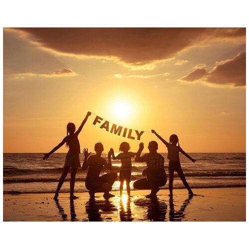 Картина по номерам Счастливая семья на фоне морского заката 40х50 VA-2658 на подрамнике
