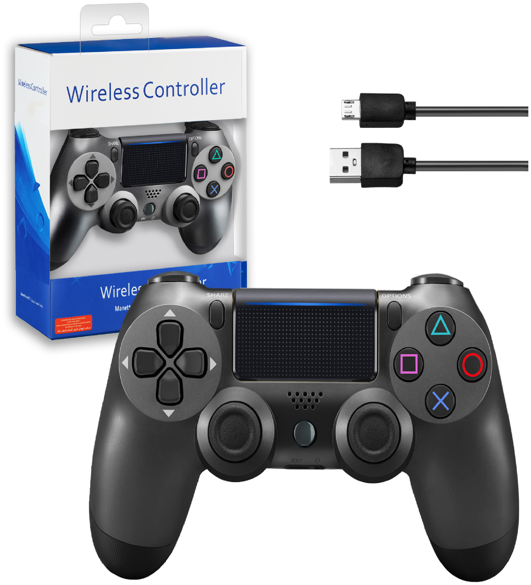 Геймпад-Джойстик для Playstation 4 беспроводной Wireless Controller / Блютуз контроллер PS4 (серый металлик)