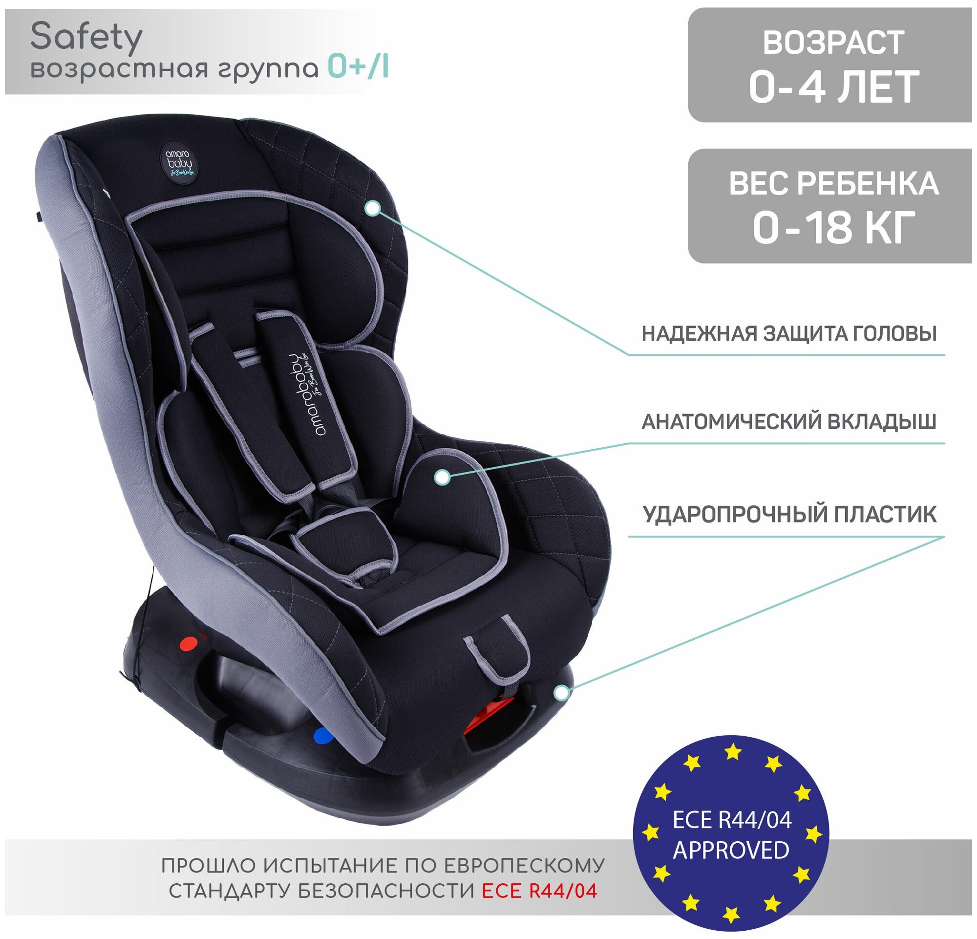 Автокресло группа 0/1 (до 18 кг) Amarobaby Safety