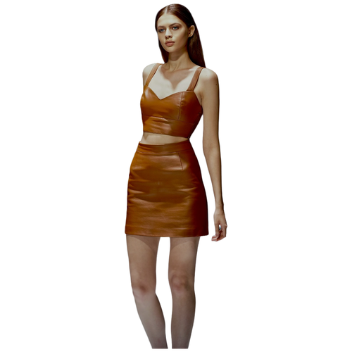 фото Топ кожаный цвет карамельный, размер xs-s affection