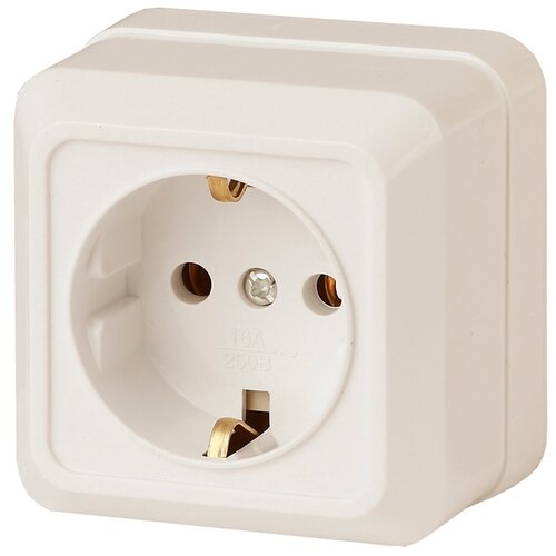 Розетка Intro Quadro 2-202-02 с заземлением открытой установки 16А 250В слоновая кость