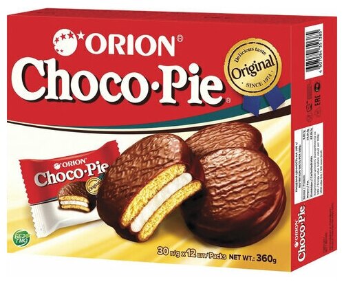 Печенье ORION (12 шт х 30 г), 4 шт по 360 "Choco Pie Original" - фотография № 1