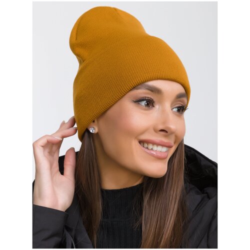 Шапка бини AVERKATOR, размер 52-56, горчичный новинка 2023 зимняя шапка бини для женщин вязаная шапка женская толстая шерстяная шапка шарф теплая уличная ветрозащитная шапка