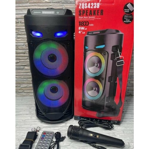 Портативная колонка BT Speaker ZQS-4239 16 Ватт колонка портативная напольная музыкальная bluetooth беспроводная большая колонка с басами 40вт с подсветкой радио микрофон акустика 6215 zqs