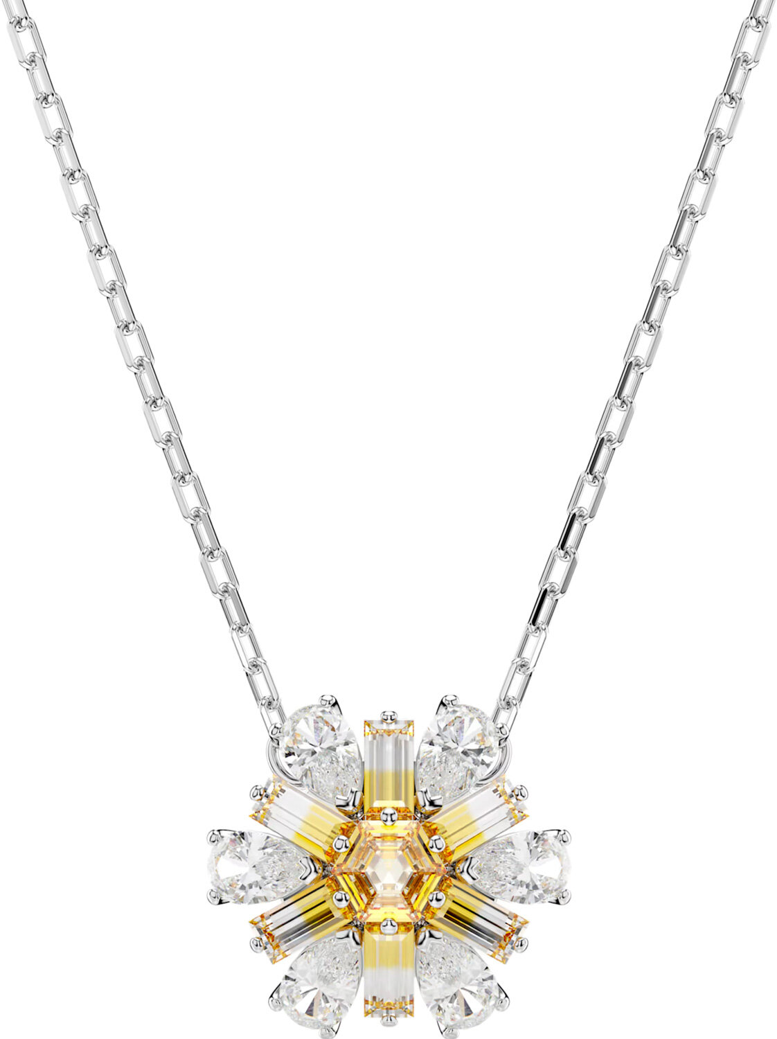Колье SWAROVSKI, кристаллы Swarovski, длина 45 см, бесцветный, серебряный, желтый