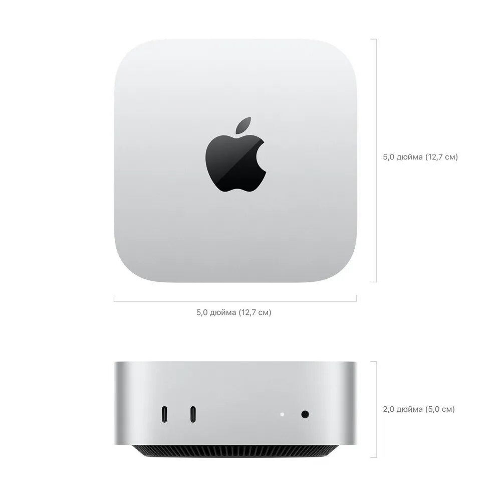 Настольный компьютер Apple Mac mini 2024 (M4 10-Core, GPU 10-Core, 24ГБ, 512ГБ), Серебристый | Silver (MCYT4) — фото 1