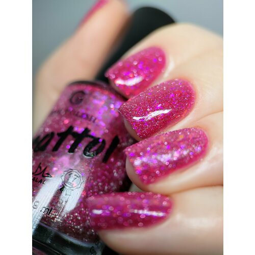 фото Grattol color nail polish glitter burlesque - лак для ногтей, розовый, светоотражающий, без лампы, халяль, 9 мл