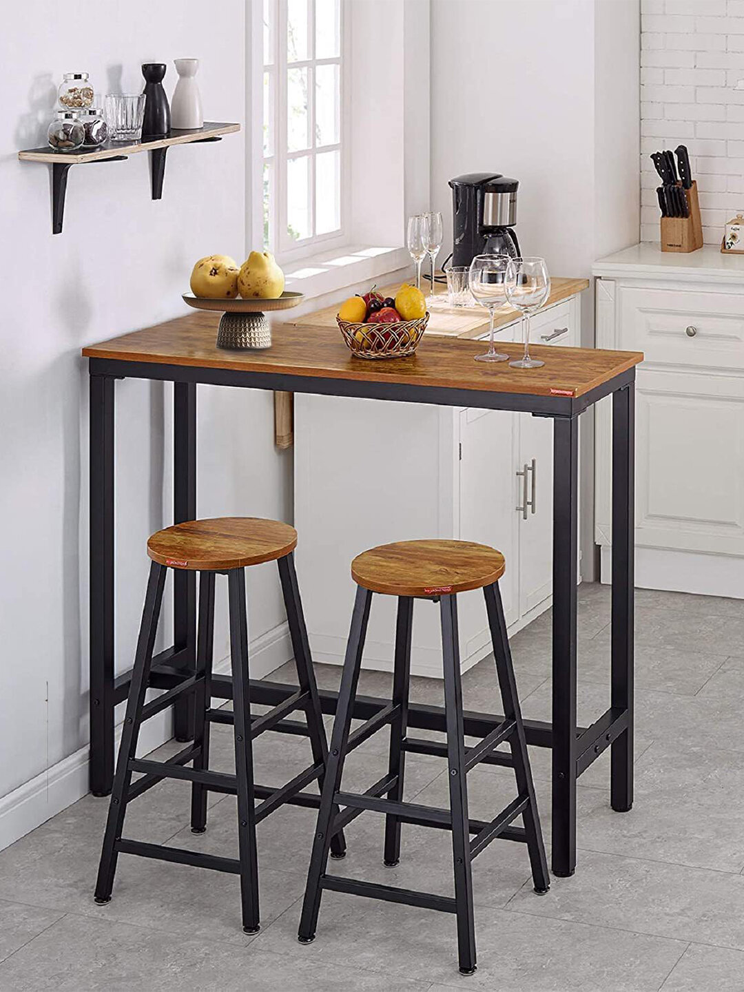 Комплект столовый для обеда, универсальный для кухни и столовой, 120 см, включает один стол и два стула