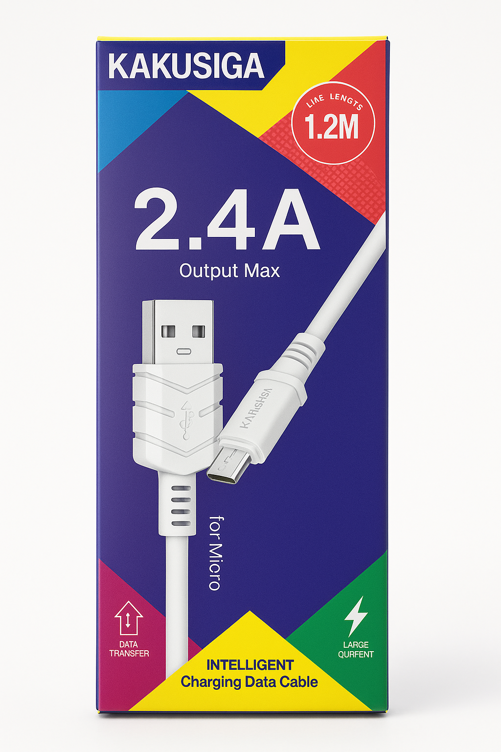 Кабель Kakusiga 2.4A Micro - кабель для быстрой зарядки (1,2 метра)Белый — фото 1
