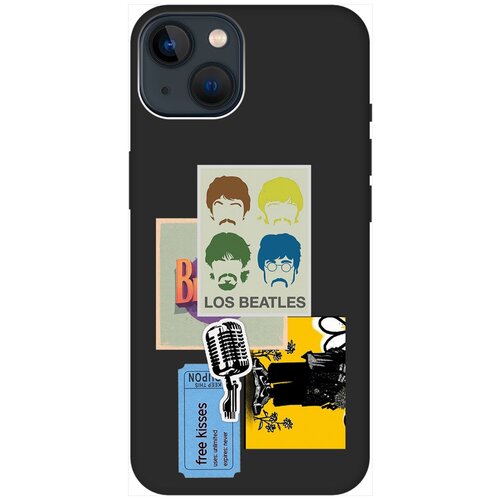 Силиконовый чехол на Apple iPhone 14 Plus / Эпл Айфон 14 Плюс с рисунком Beatles Stickers Soft Touch черный силиконовый чехол на apple iphone 14 plus эпл айфон 14 плюс с рисунком paris stickers soft touch черный