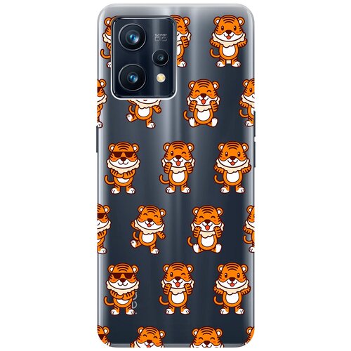 Силиконовый чехол с принтом Tigers Pattern для Realme 9 Pro+ / Рилми 9 Про+ матовый чехол corgi pattern для realme 9 pro рилми 9 про с 3d эффектом бирюзовый