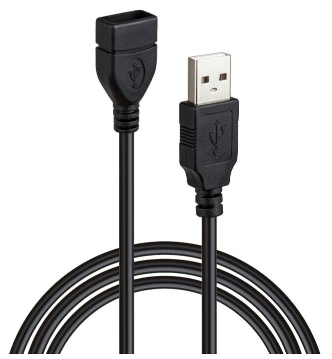 Кабель USB (папа)-USB (мама), 2.0 удлинитель, длина 3 м, цвет черный
