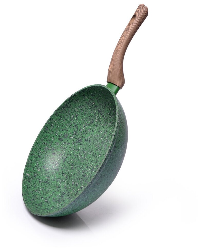 4315 FISSMAN Сковорода-вок MALACHITE 28x8см (алюминий с антипригарным покрытием EcoStone) Ручка-бакелит с покрытием «Софт тач»; Индукция