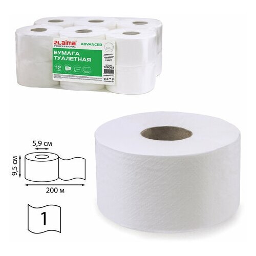 Бумага Unitype туалетная 200 м - (1 шт) туалетная бумага добрая 1 слойная 12 рулонов